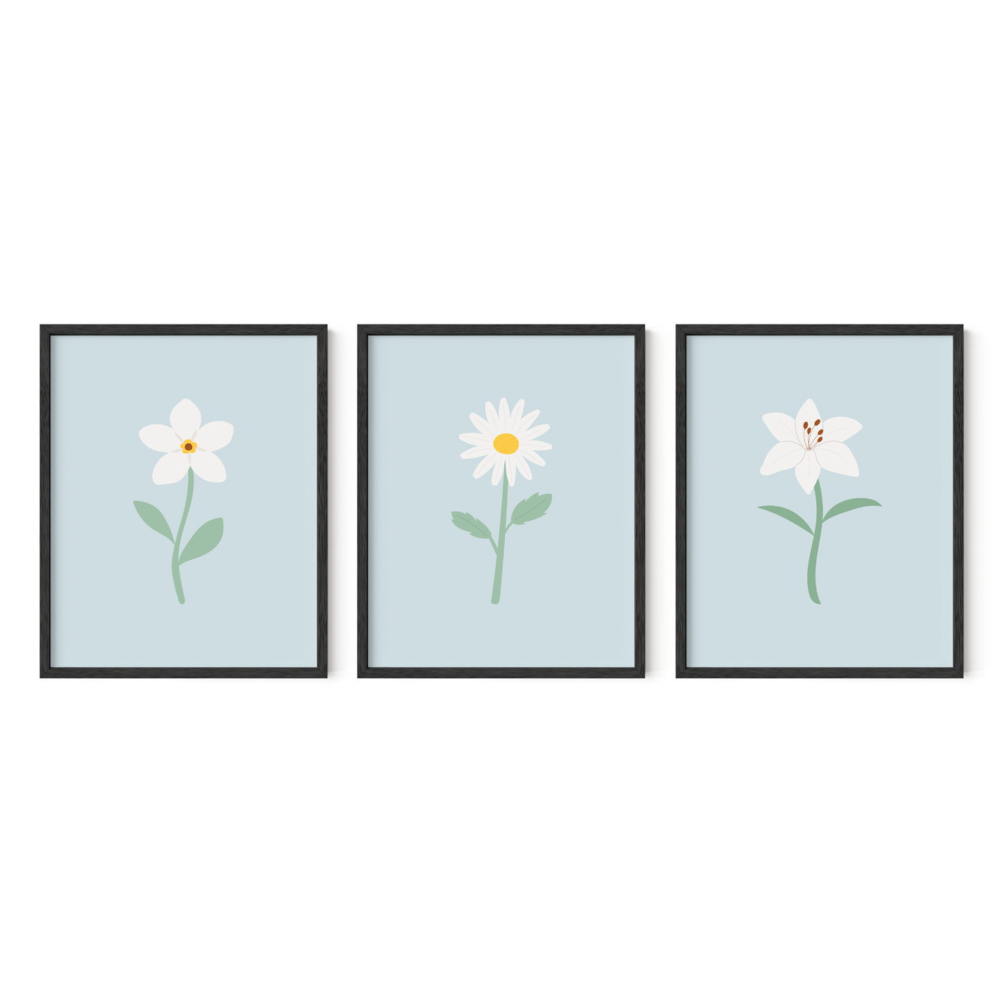 White Floral Art Prints (Set of 3)