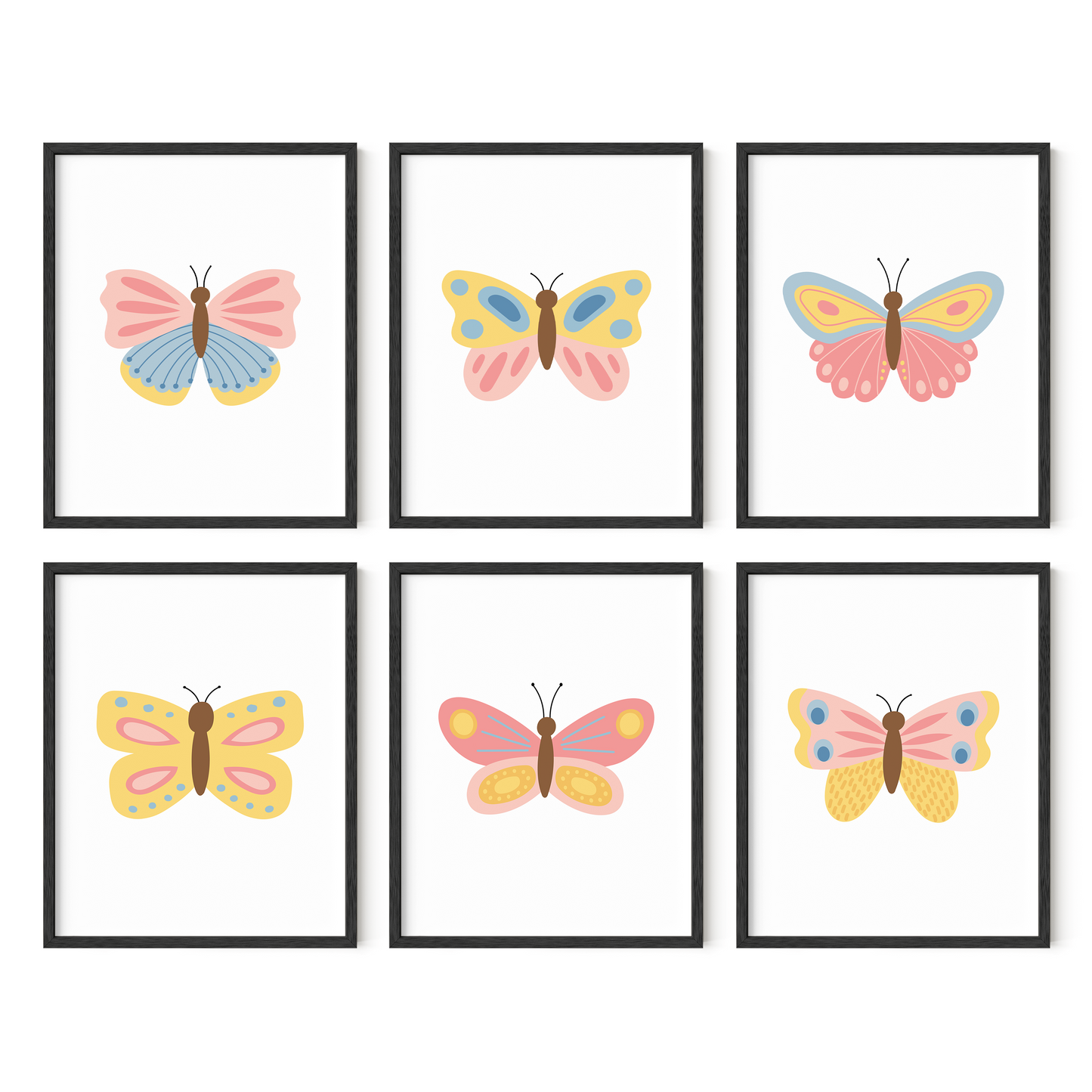 Beautiful Butterflies Art Prints (Set of 6)