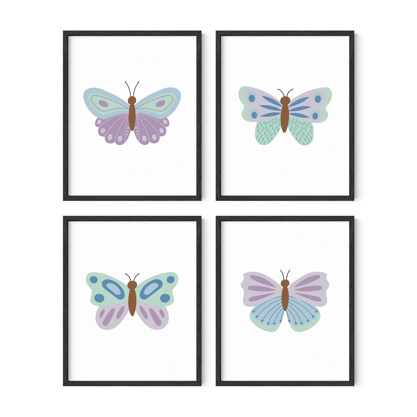 Beautiful Butterflies Art Prints (Set of 4)