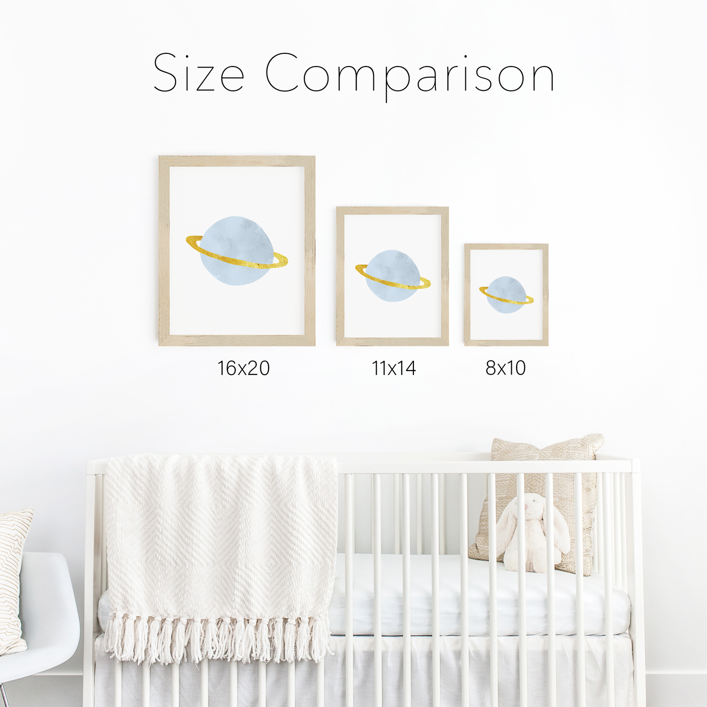 Size comparison of nursery wall art