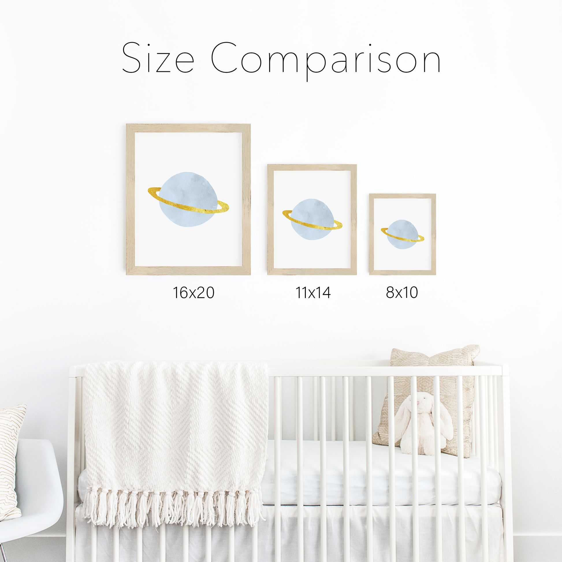 Size comparison of nursery wall art
