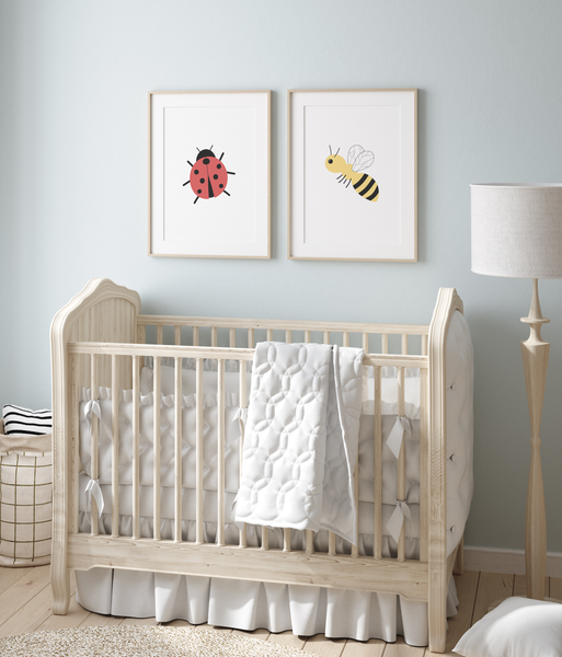 Honey Bee and Ladybug Art Prints (Set of 2)