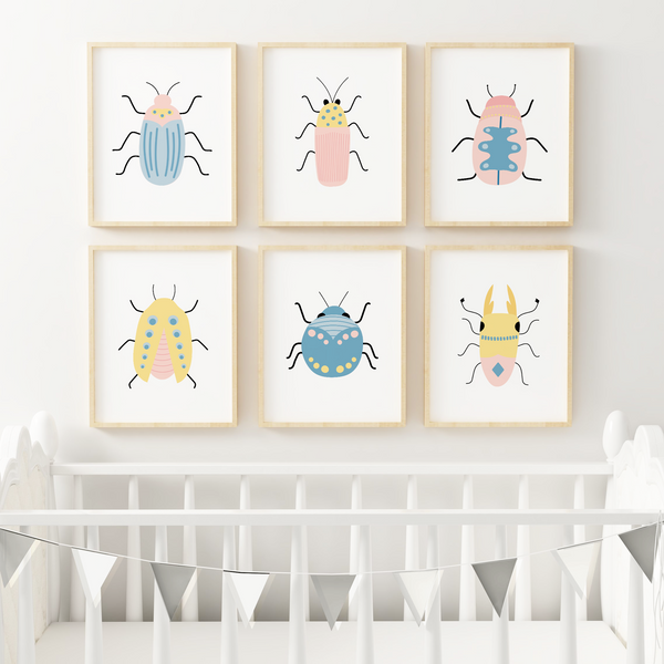 Beautiful Beetles Art Prints (Set of 6)