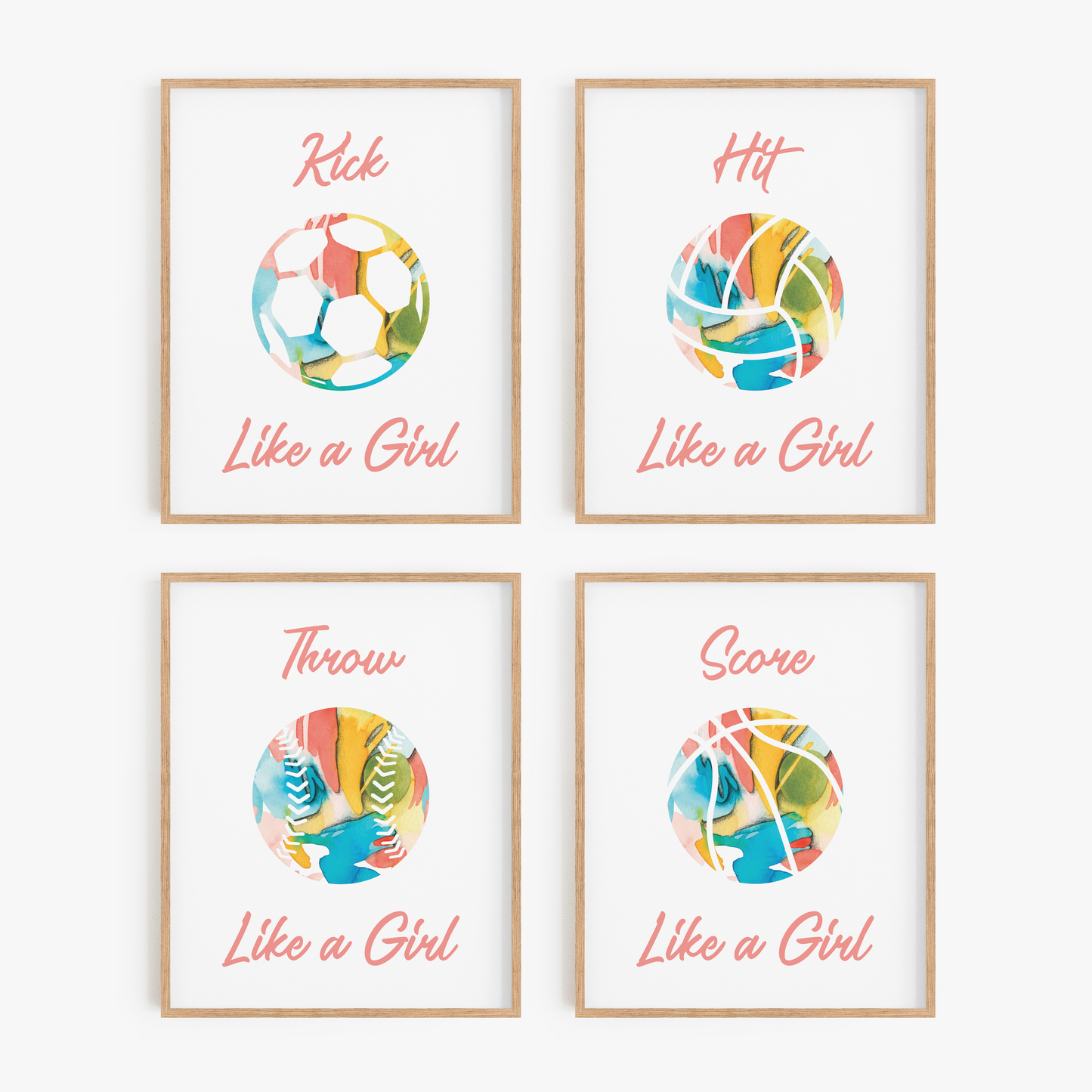 Girls sports wall art set of 4