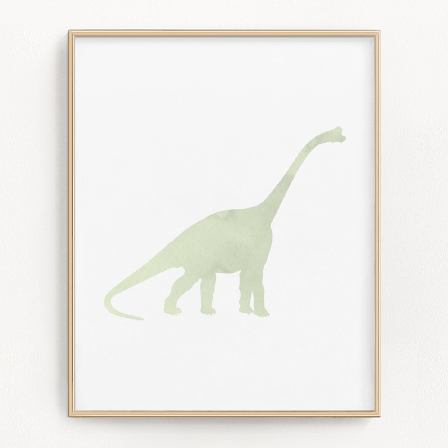 Green Brachiosaurus wall art in frame