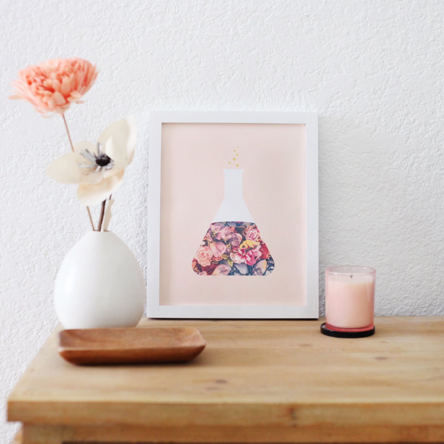 Blush Floral Science Art Prints (Set of 2)