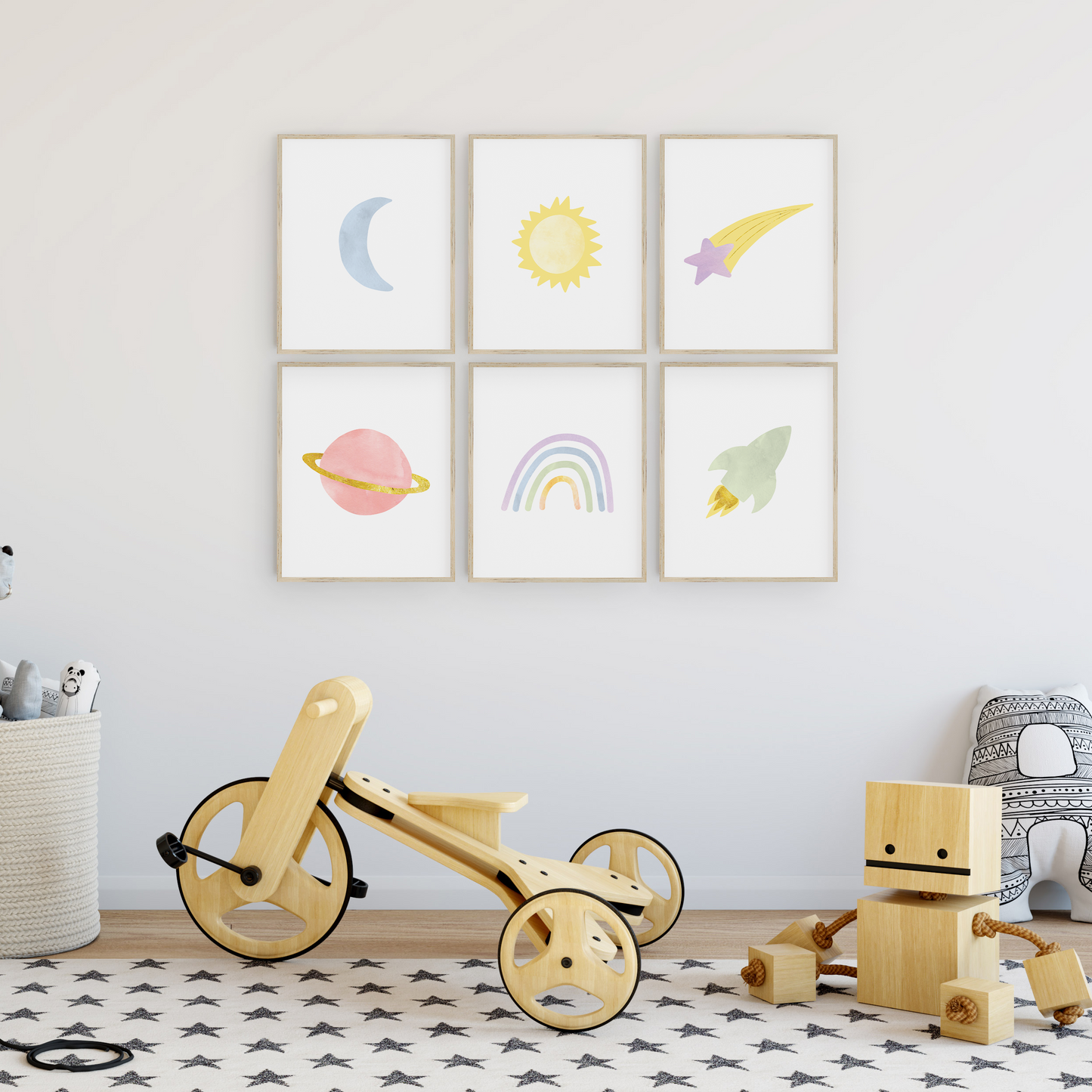 Rainbow Outer Space Art Prints (Set of 6)