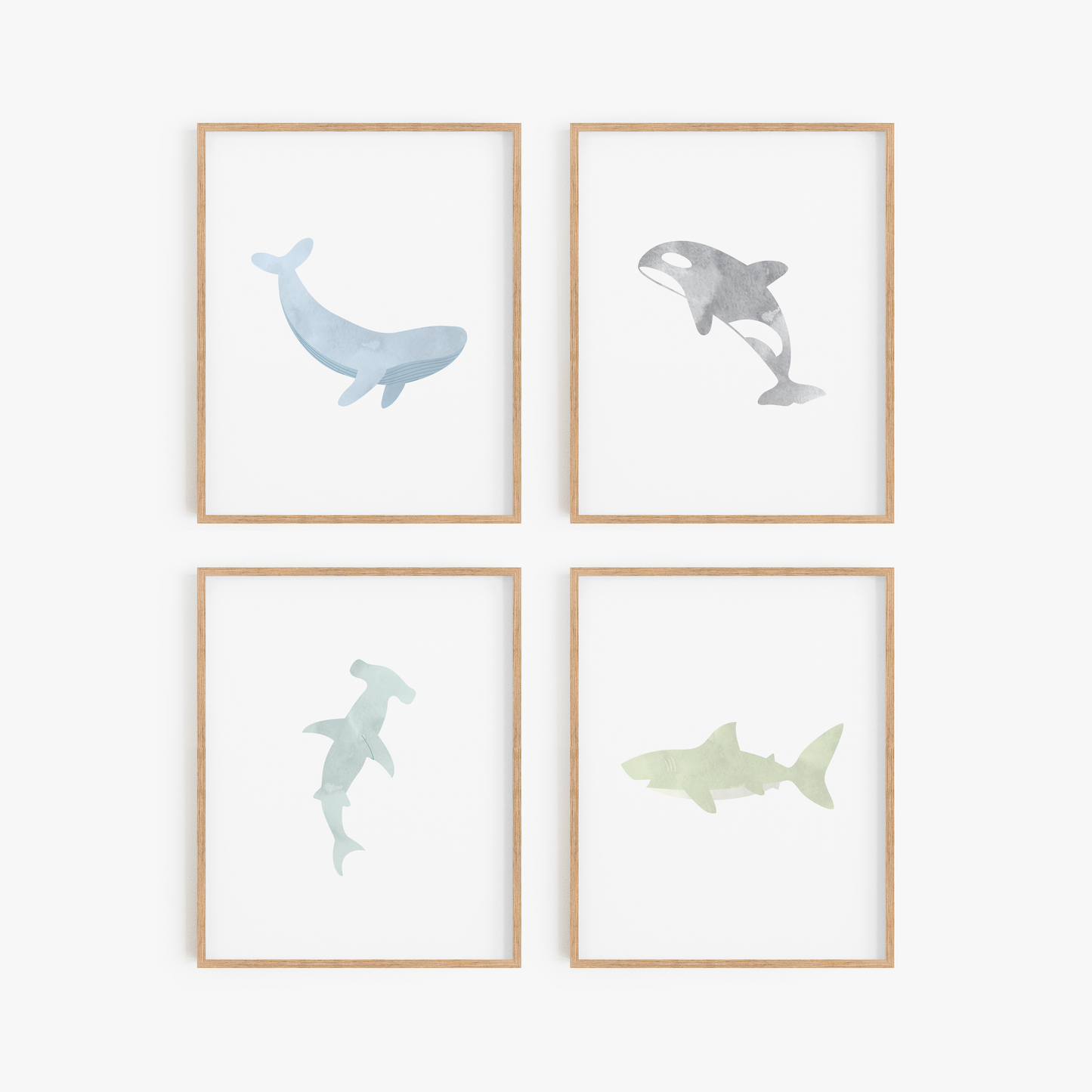 Ocean themed watercolor nursery art set