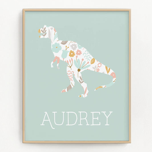 Personalized dinosaur art for childrens room