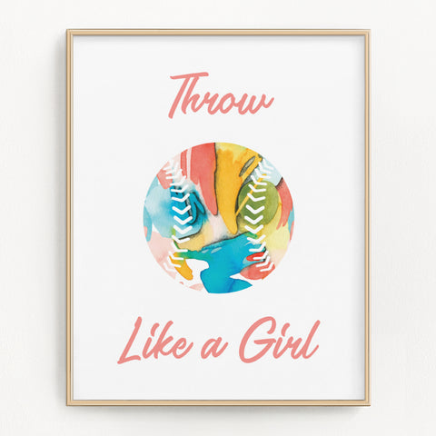 Throw Like A Girl Softball Art Print