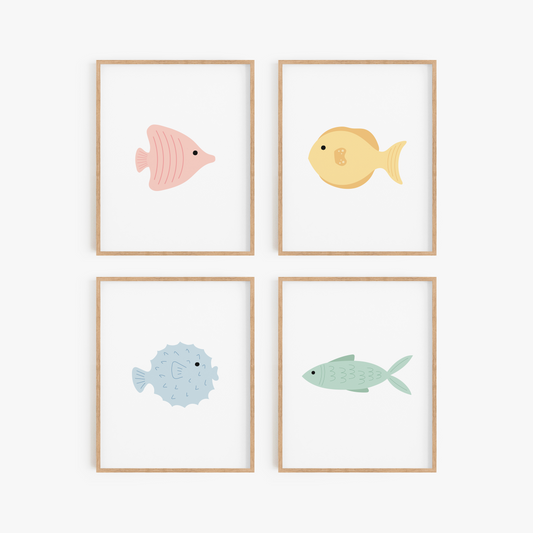 Tropical fish wall art set of 4
