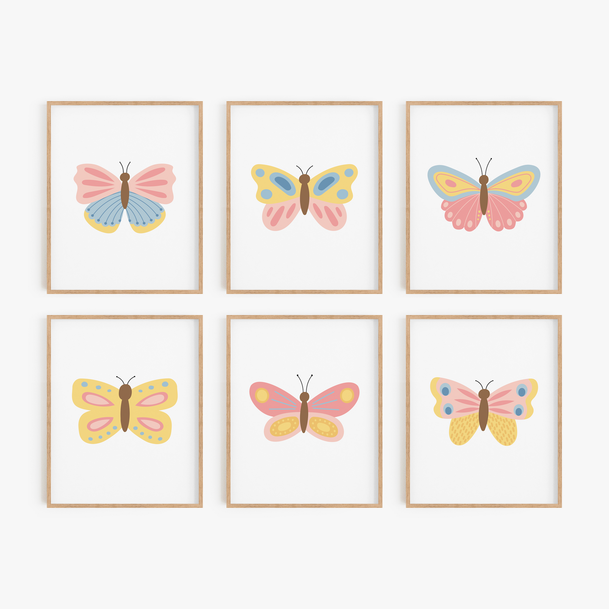 Beautiful Butterflies Art Prints (Set of 6)