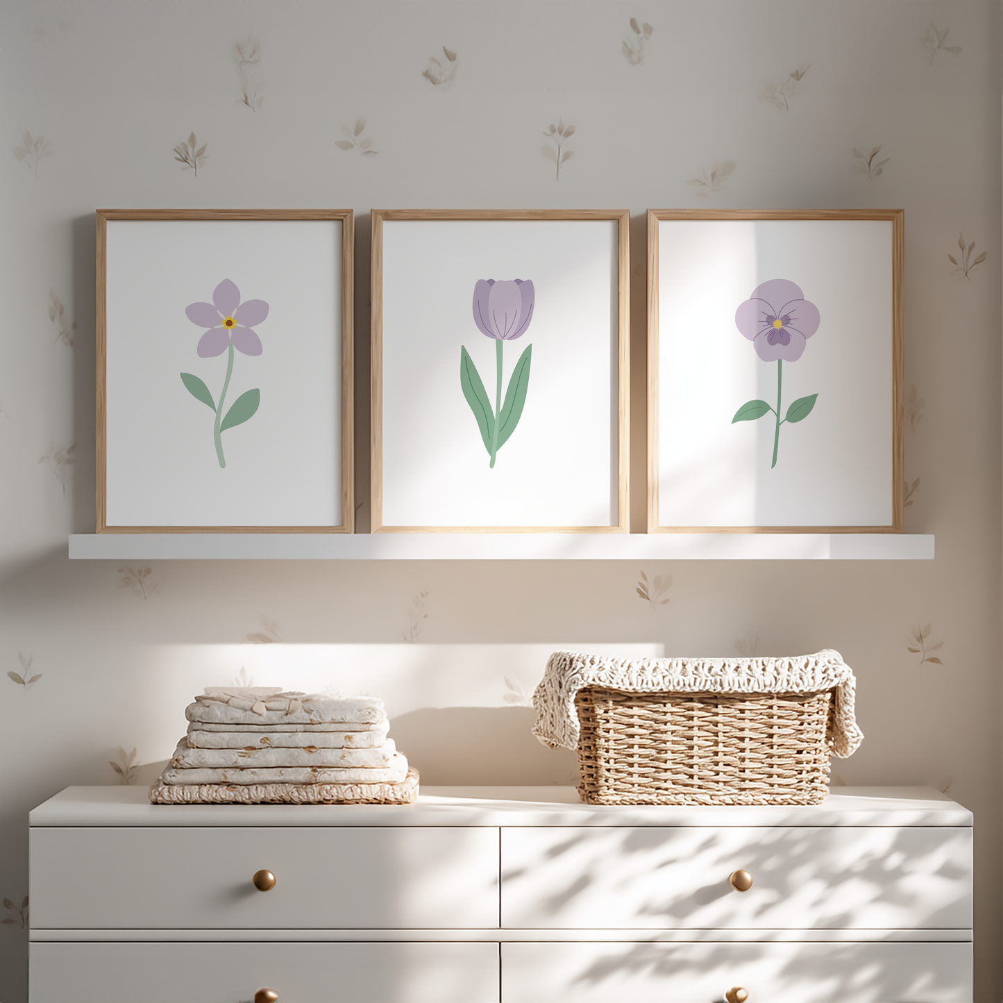 Lavender Floral Art Prints (Set of 3)