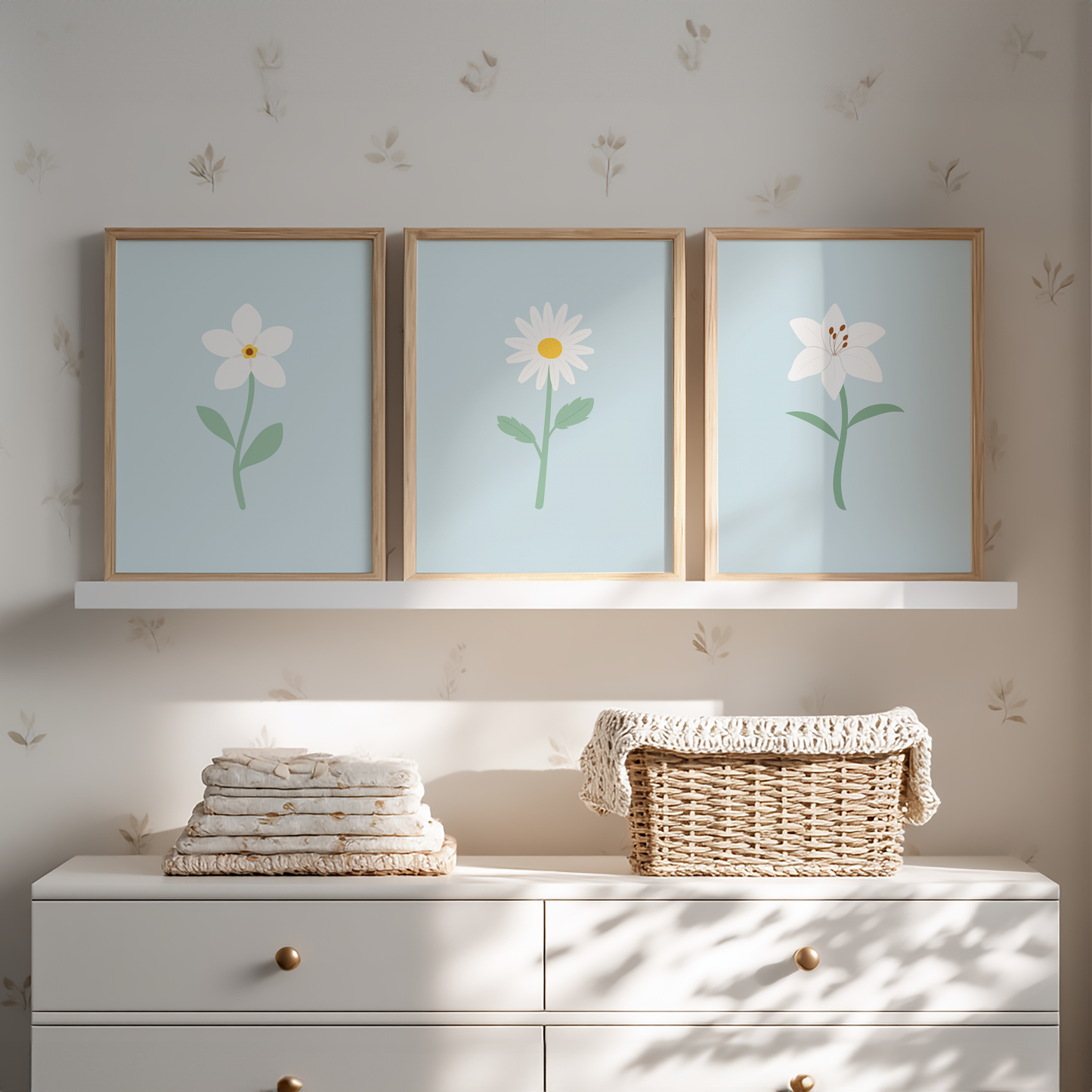 White Floral Art Prints (Set of 3)