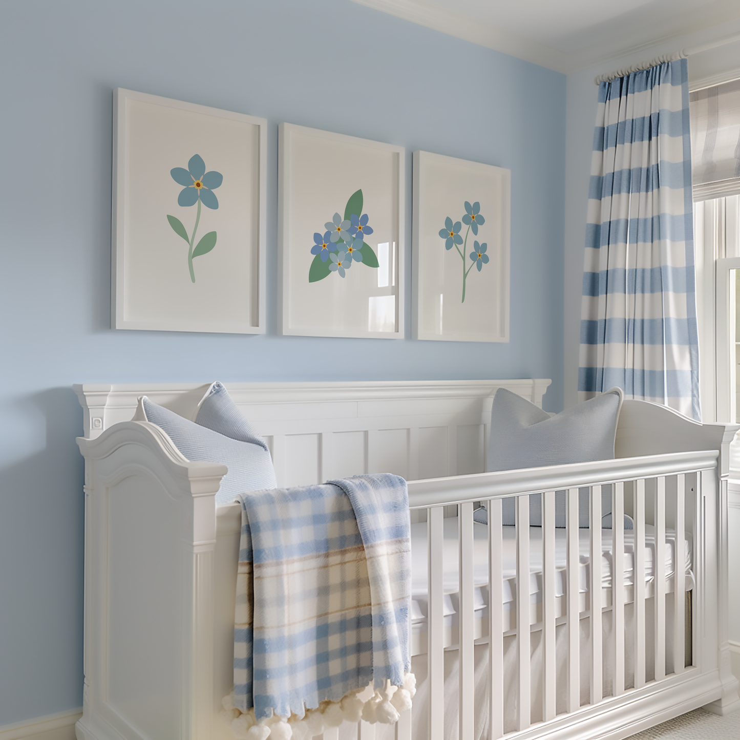 Forget-Me-Not Flower Art Prints (Set of 3)