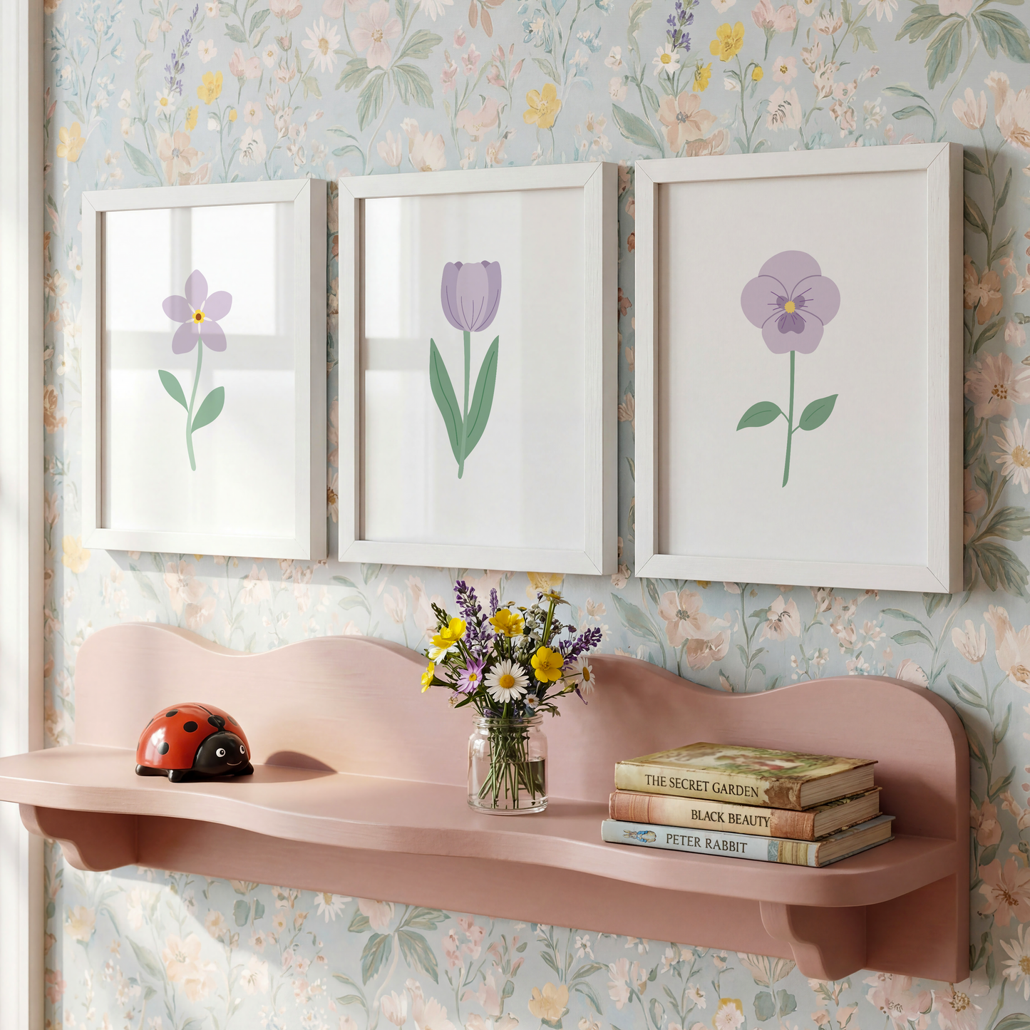 Lavender Floral Art Prints (Set of 3)