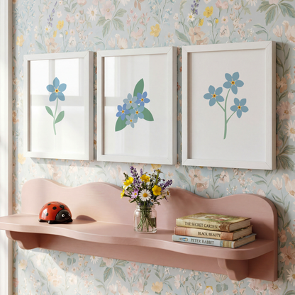 Forget-Me-Not Flower Art Prints (Set of 3)