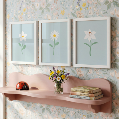 White Floral Art Prints (Set of 3)