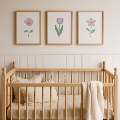 Lavender Floral Art Prints (Set of 3)