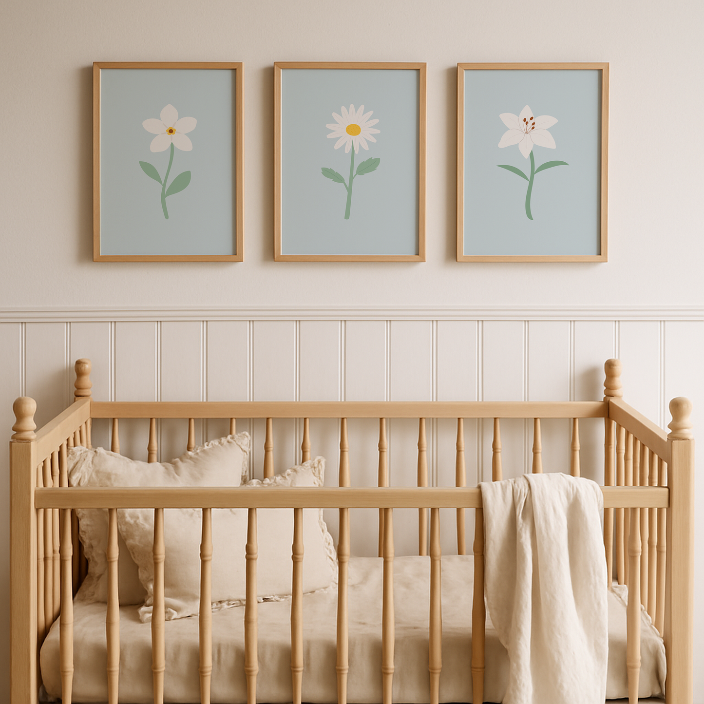 White Floral Art Prints (Set of 3)