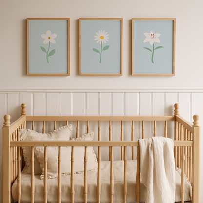 White Floral Art Prints (Set of 3)