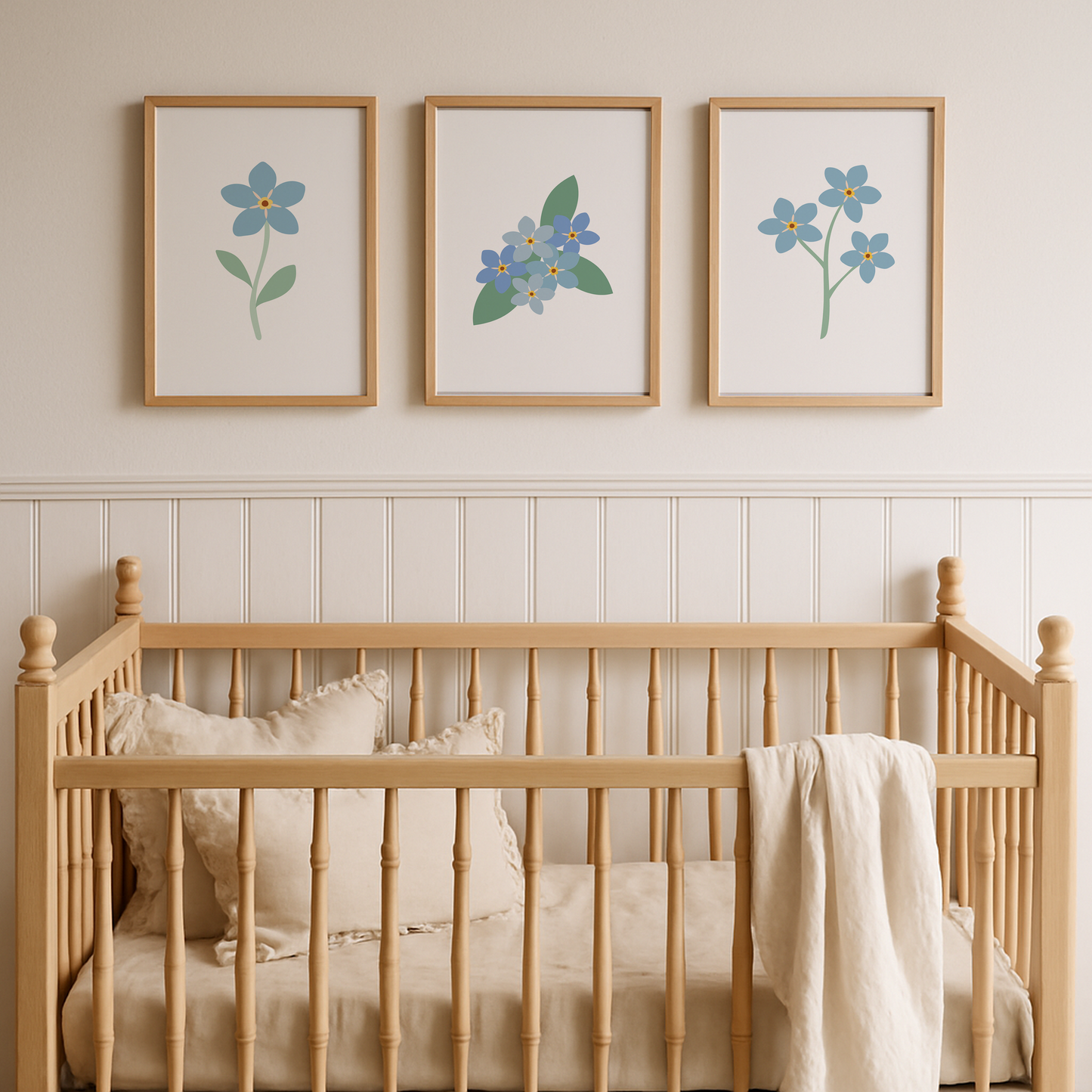 Forget-Me-Not Flower Art Prints (Set of 3)