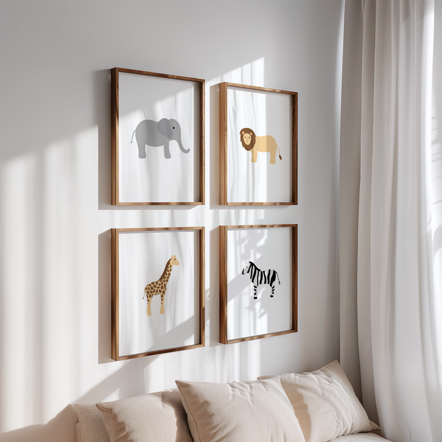 Safari Animal Art Prints (Set of 4)