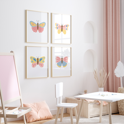 Beautiful Butterflies Art Prints (Set of 4)