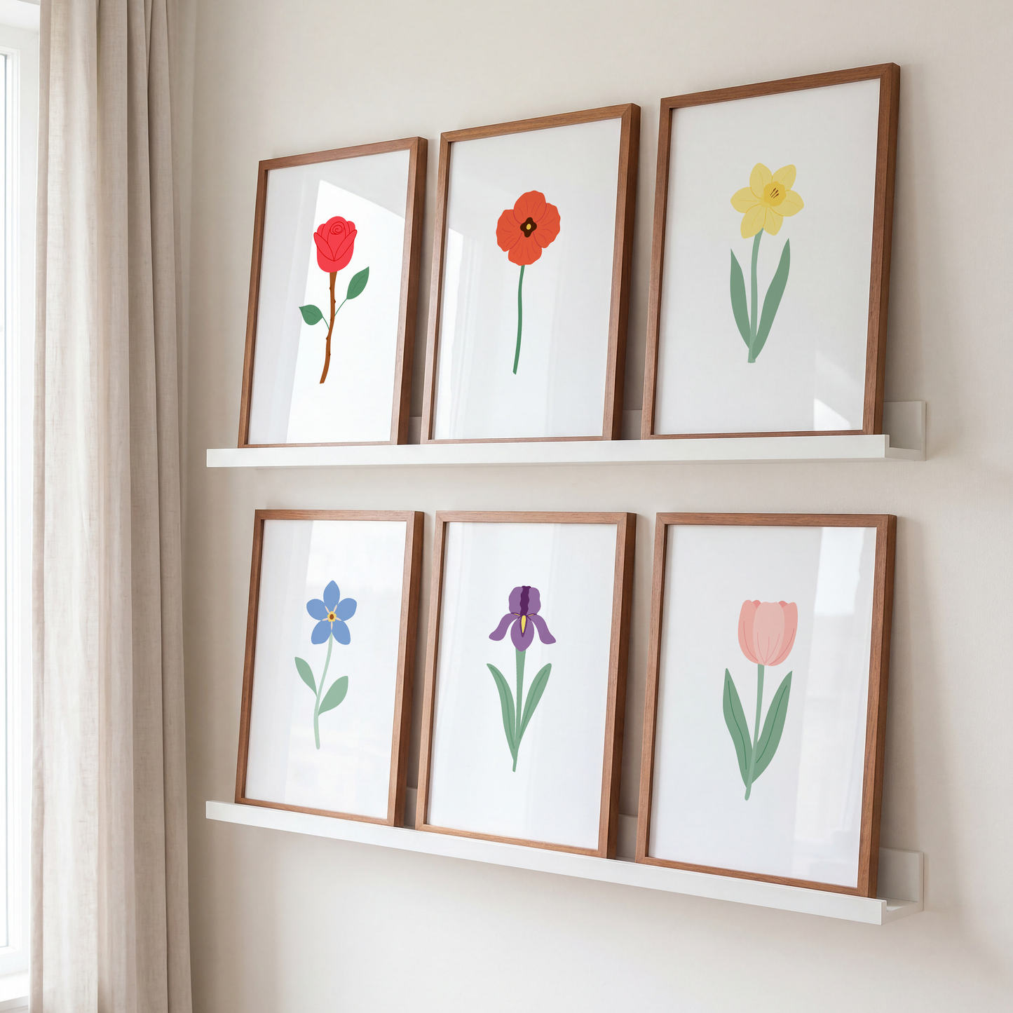 Colorful Floral Art Prints (Set of 6)