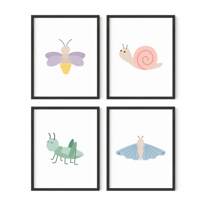 Garden Creatures Art Prints (Set of 4)