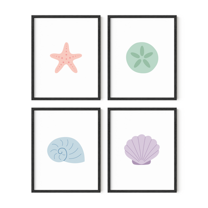 Sensational Seashell Art Prints (Set of 4)