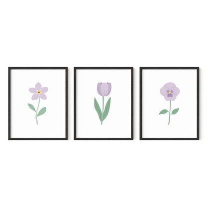 Lavender Floral Art Prints (Set of 3)
