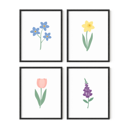 Wildflower Art Prints (Set of 4)