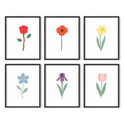 Colorful Floral Art Prints (Set of 6)