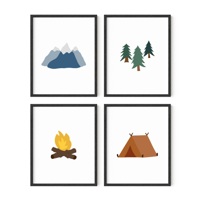 Camping Art Prints (Set of 4)