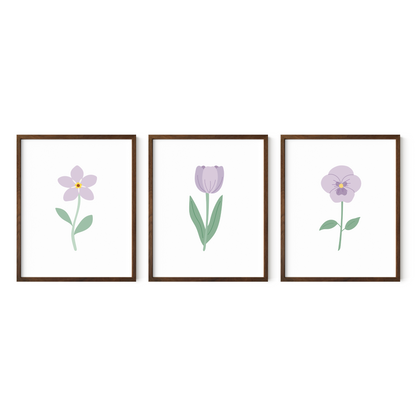 Lavender Floral Art Prints (Set of 3)