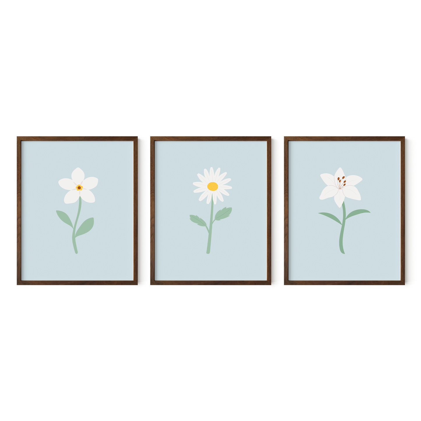 White Floral Art Prints (Set of 3)