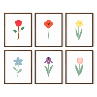 Colorful Floral Art Prints (Set of 6)