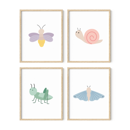 Garden Creatures Art Prints (Set of 4)