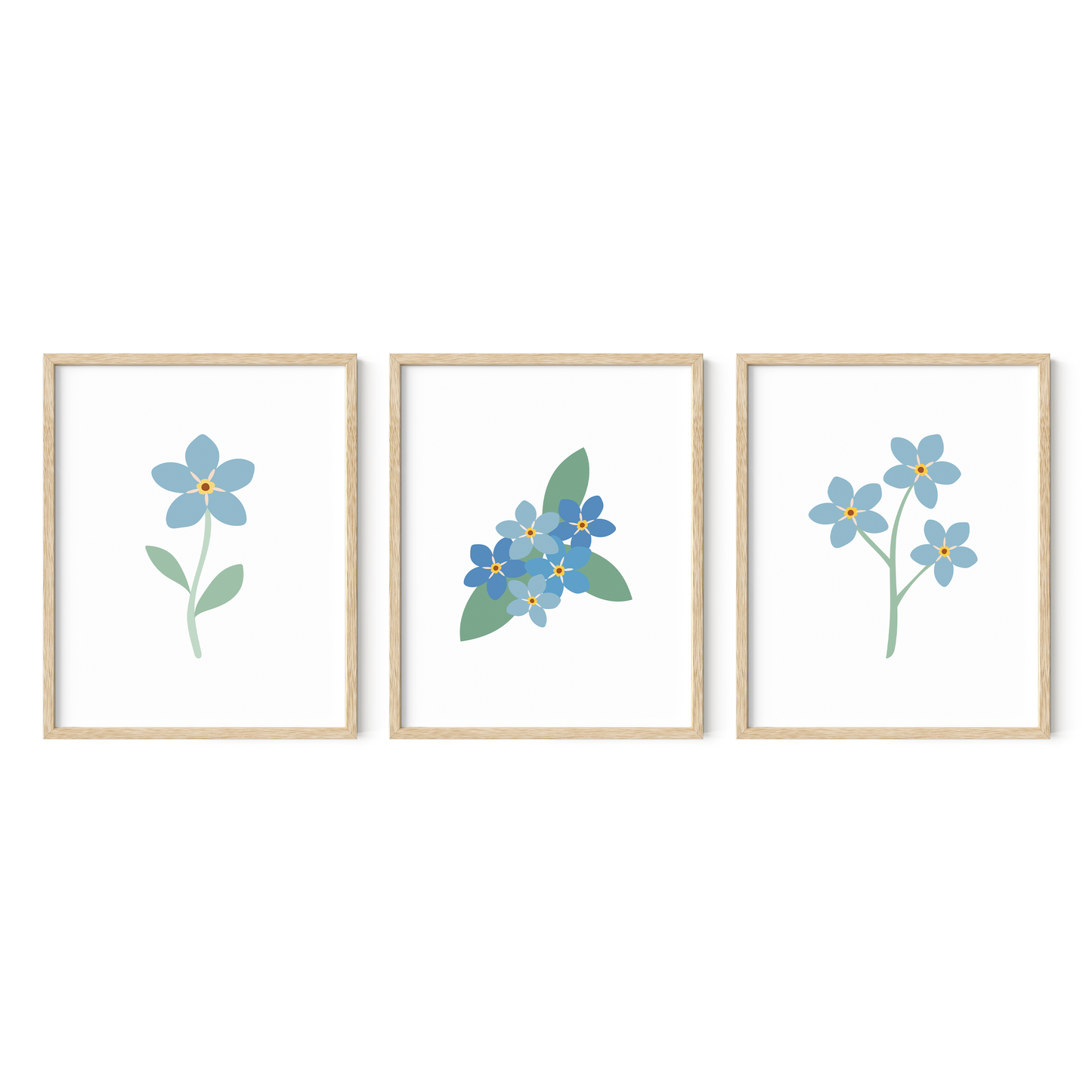 Forget-Me-Not Flower Art Prints (Set of 3)
