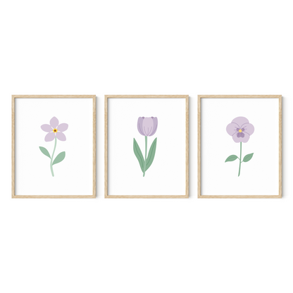 Lavender Floral Art Prints (Set of 3)
