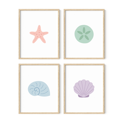 Sensational Seashell Art Prints (Set of 4)