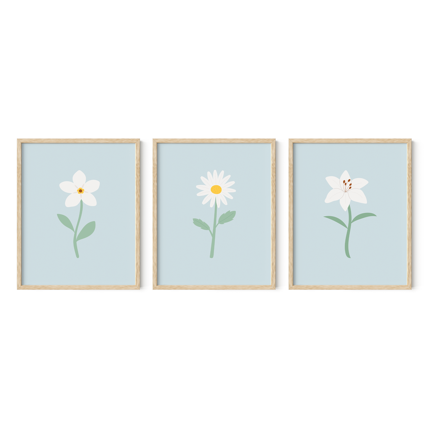 White Floral Art Prints (Set of 3)