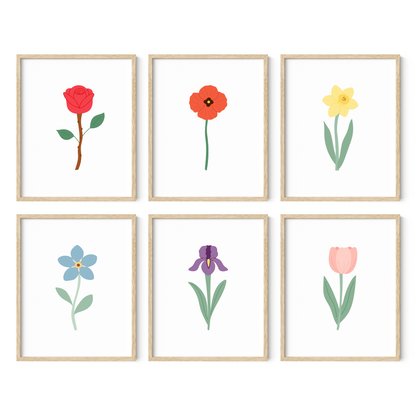 Colorful Floral Art Prints (Set of 6)