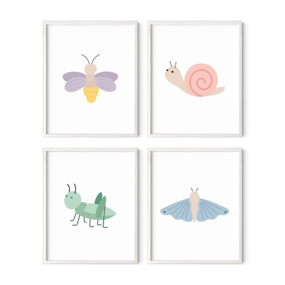 Garden Creatures Art Prints (Set of 4)