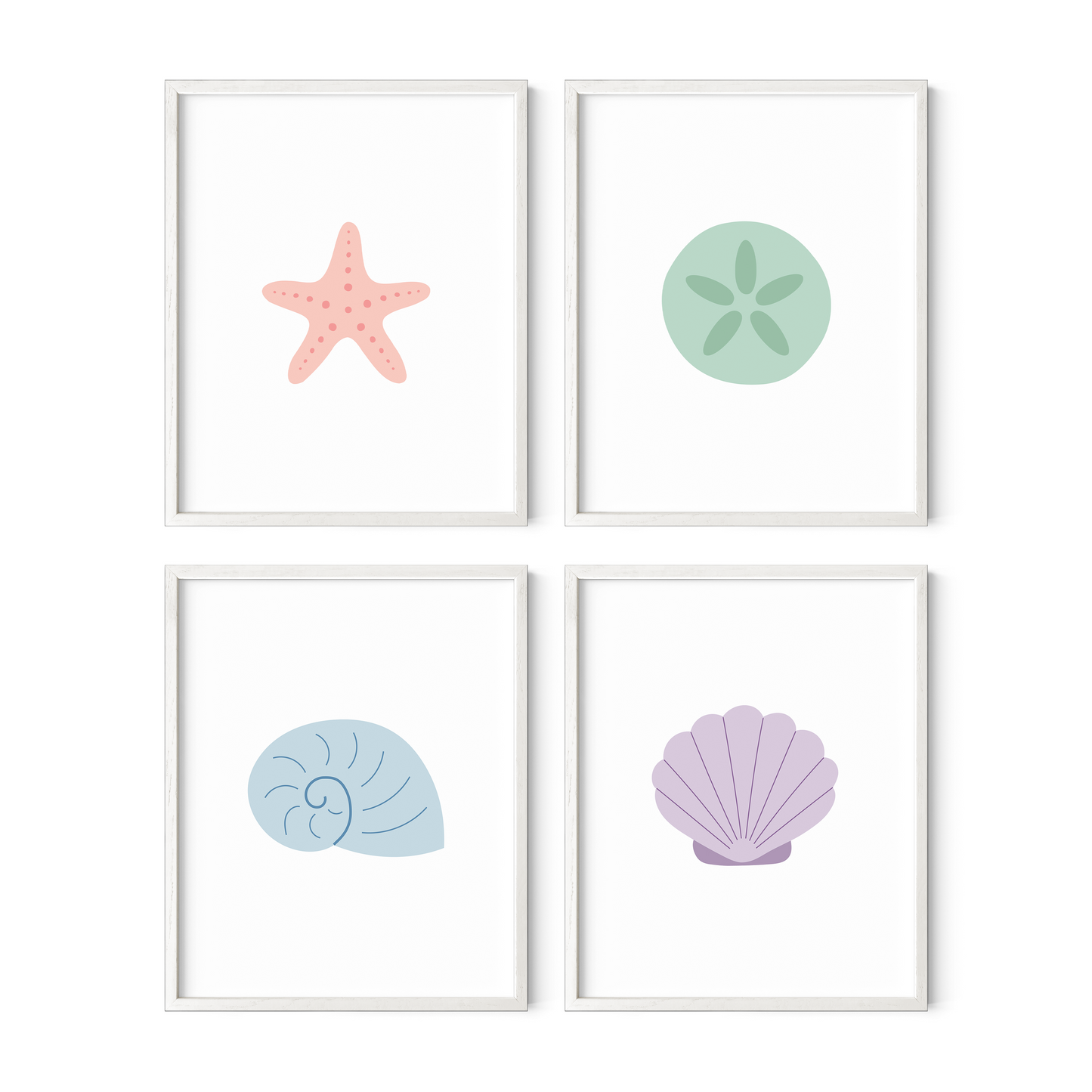 Sensational Seashell Art Prints (Set of 4)