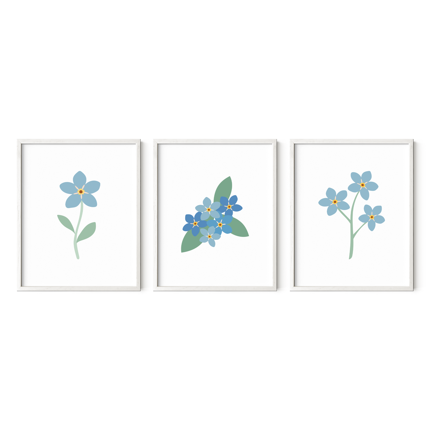 Forget-Me-Not Flower Art Prints (Set of 3)