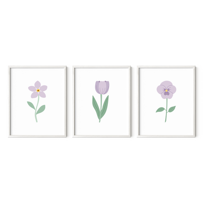 Lavender Floral Art Prints (Set of 3)