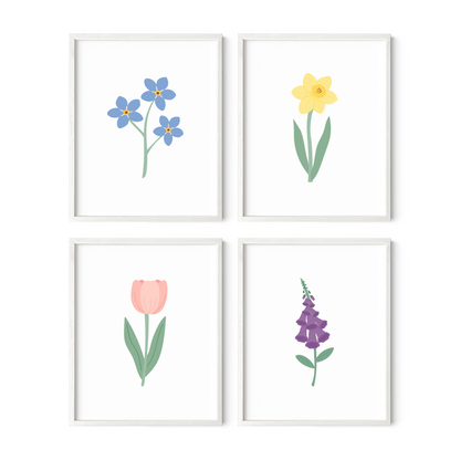 Wildflower Art Prints (Set of 4)