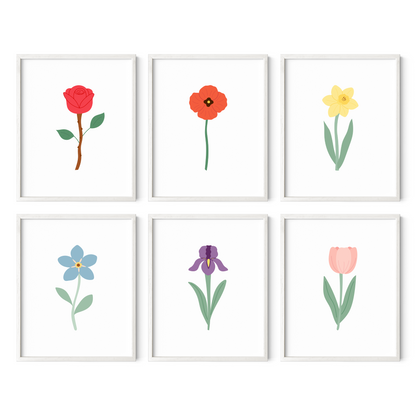 Colorful Floral Art Prints (Set of 6)
